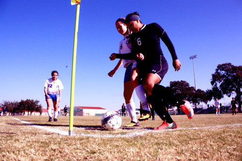 Freshman Elizabeth Esper wins one on one with the an opponent